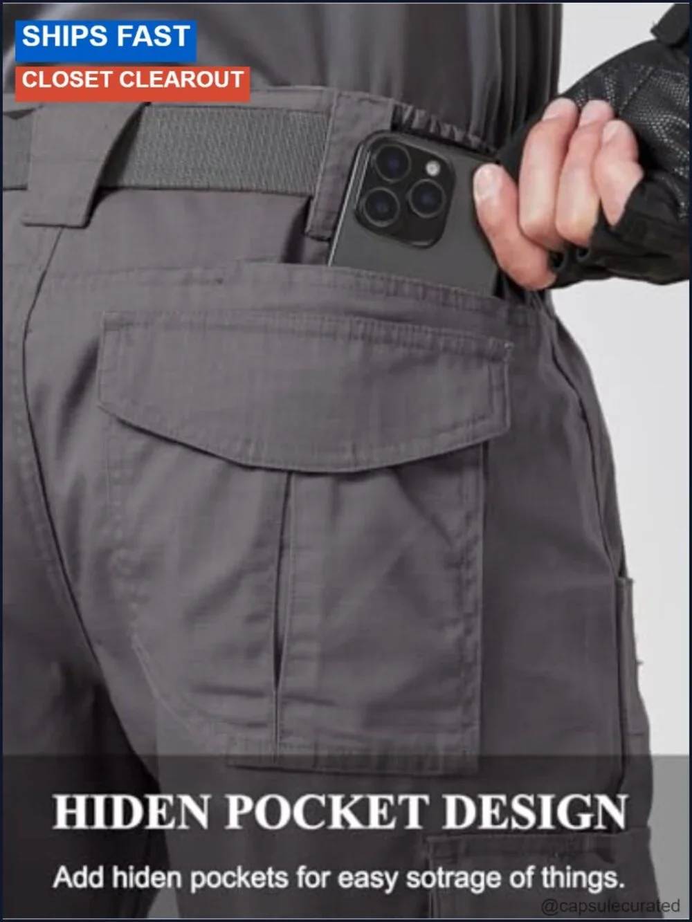 Men's Ripstop Cargo Tactical Work Pants Waterproof Lightweight 9 Pockets Cotton